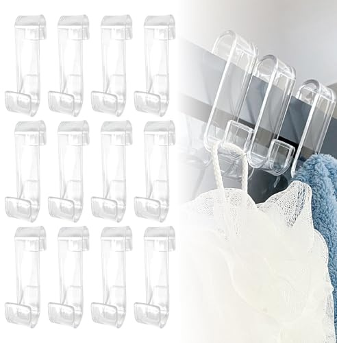 Fengxunzmm 12 Stück Haken für Rundheizkörper, Haken zum Einhängen für Heizkörper, Handtuchheizkörper Haken, S Haken Kunststoff zum Aufhängen, für alle Standard Radiator, Transparent