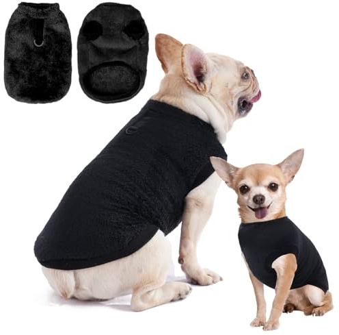 Pull-Over en Polaire pour Chien et Chat - Manteau d'Hiver avec Anneau en D pour Petite et Moyenne Taille - Vêtement Chaud (Noir, XL)