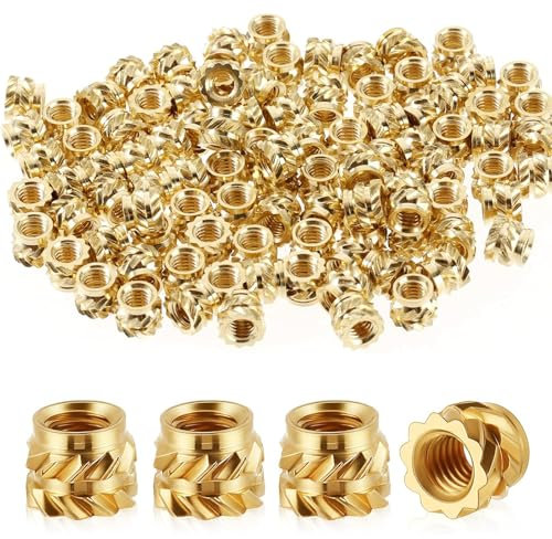 250 Insertos de Rosca, Tuercas Moleteadas de Latón, Inserción de Rosca M3, Rosca de Fusión de Presión 3D, Tuercas Roscadas (M3 x 4 x 5)