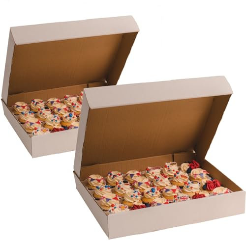 Culpitt 24 Cupcake Box | 2 Pack | Extra Strong Corrugated Card White Boxes For Carrying And Displaying Tasty Muffins, Fairy Cakes, And Treats. 24 Hole Cupcake Boxes - Twin Pack Of 2 Boxes