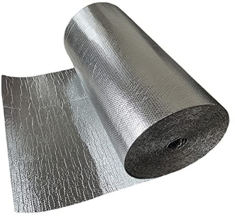 Heizkörperreflektorfolie, Luftpolsterfolien-Isolierung, selbstklebende doppelte Aluminium-Luftpolsterfolienrolle, 4–5 mm, Wärmedämmung, Dampfsperre für Dachboden, Boden, Wand, Wohnmobil, Bootsschuppe