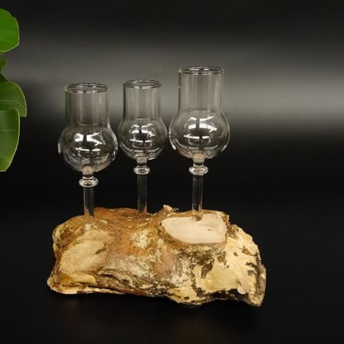GTK Geweihe & Trophäen Krumholz 27.60.1.55 Lot de 3 verres à liqueur avec pied sur racine