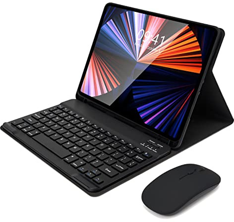 SOPPY Custodia per tastiera con mouse per iPad Air 11 (M3 2025 / M2 2024) e Air 4a/5a generazione 11, iPad Pro 11 (1a/2a/3a/4a generazione), custodia per tastiera rimovibile, con slot per matita