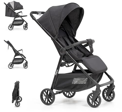 Interbaby Silla de Paseo Ligera Bebé Voyage 22 kg, Capota XXL (Negro)