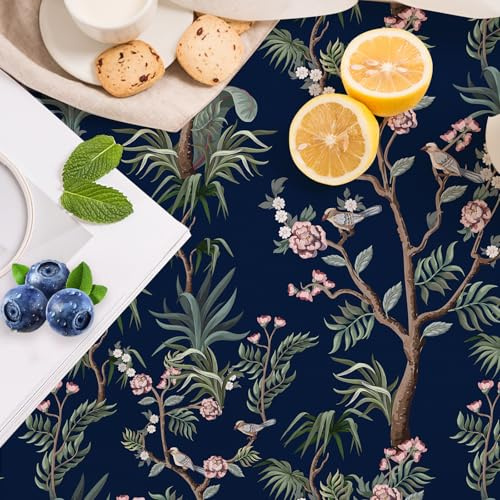 HAOKHOME Shelf Liner and Cabinet Liner Vintage Floral, Self-Adhesive Drawer Liners, Peel and Stick Contact Paper for Kitchen Cabinets and Cupboard, Bathroom Drawers, Navy/Green/Pink 17.3in x 6.5ft