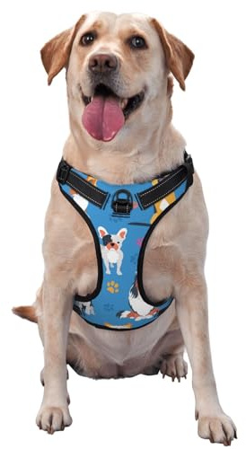 Niedliches Labrador-Hundemuster, Haustiergeschirr, Verstellbares reflektierendes Hundegeschirr, Haustierleinenweste,S