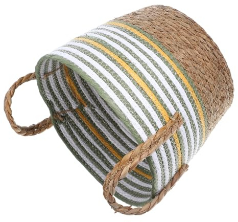 LOEFLIFA Handwoven Grey Rattan Storage Basket Basket for Hampers Kitchen Storage Bin