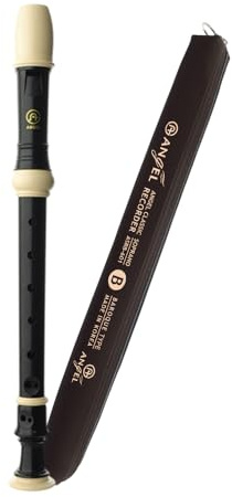 Angel ASRG-600 Soprano Recorder - German Fingering, 3-Piece ABS with Cleaning Rod, Grease, Owner's Manual & Leather Type Case