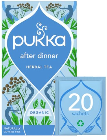 Pukka Herbs | After Dinner Organic Herbal Tea Box | Tea Infusion With Fennel, Cardamom & Turmeric | Ideal For Digestive Wellness | Caffeine Free | 20 Plant Based Biodegradable Tea Bags