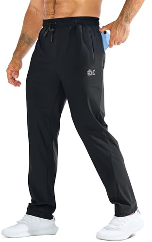 ZENWILL LightArmor Pantalones Deportivos Running Hombre Jogger Gimnasio Cremallera Bolsillo Elasticos Pantalon Chandal Largo(Negro,M)