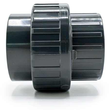 Baumaxxe PVC Verschraubung 63mm I 2x Klebemuffe lösbare Rohrverbindung 2 Zoll mit Überwurfmutter & Dichtungsring I PVC-U Fitting für Poolverrohrung Pumpen Armaturen Durchflussmesser I bm364