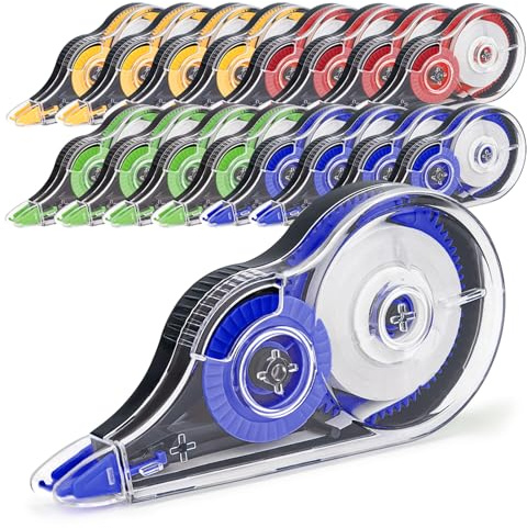 JEFURE Correction Tape Set, 16 Pcs, 12m x 5mm, 4 Colours