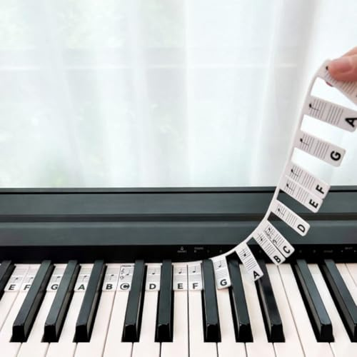 Piano Keyboard Stickers, 88 Key, Silicone Removable Piano Learning Aid, Easy Note Reading Keyboard Piano Labels, Durable Piano Keyboard Stickers for Beginners, Ideal for Practice Lessons,Home Learning