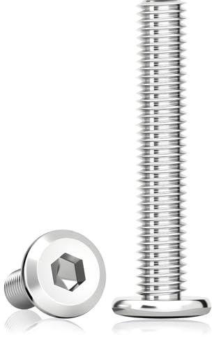 50 st platt huvudskruv M8x40 mm, rostfritt stål insex | M8x40 mm rostfritt stål A2 V2A med insex och helgänga för möbler, verkstad och DIY