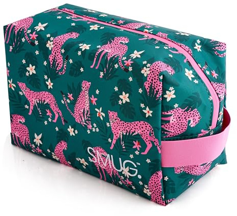 SMUG Wash Bag | Waterproof Travel Toiletry Bag for Travelling, Gym & Shower | Toiletries, Cosmetics & Makeup Bag | Large Washbag for Men & Women | Stylish & Easy to Clean | Cheetah