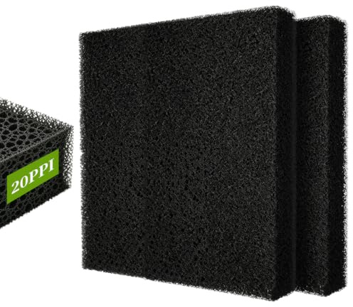 lalago 2 Pièces 20 PPI Tampons Filtrants en Mousse, éponge Filtrante Nitrifiante, Découpables sur Mesure, Accessoires de Filtration pour Aquariums, Bassins et Aquariums Récifaux (47x47x4cm, 20 PPI)