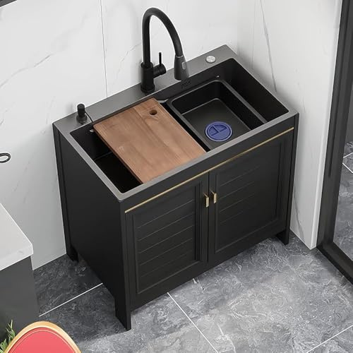WDSOPK Kommersiellt diskho med fristående aluminiumskåp utdragbar kran design för restauranger och matservice idealisk för effektiv mat (72 x 45 cm)