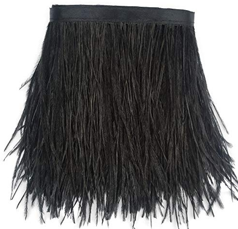 Sowder Straußenfeder-Borte, Fransen mit Satinband, für Kleidung, Kostüme, Nähen, Dekoration, 183 cm Schwarz