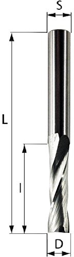 Spiralnutfräser Z2 VHW Oberfräser Schaftfräser mit Schaftdurchmesser 8mm, 2 Schneiden, VHM (D=3 S=8 l=12 L=60)