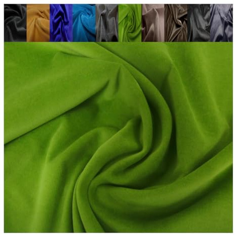 Fabrics-City apfelgrün Samtstoff Vorhang Baumwollsamt Velvet Samt Stoff Meterware ab 50cm Velours zum Nähen Kleben Dekoration Möbelbezug Heimtextilien Mode Textilkunst Geschenkideen für DIY, 3693