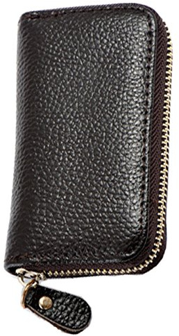 iSuperb Étui à Clés en Cuir Porte-Cartes Cas CléPochette Porte Cles 11.5 * 6.5 * 2.2 cm Porte-Monnaie Sac à Poche Sécurité avec 6 Crochets Pochette pour Homme Femme (café)