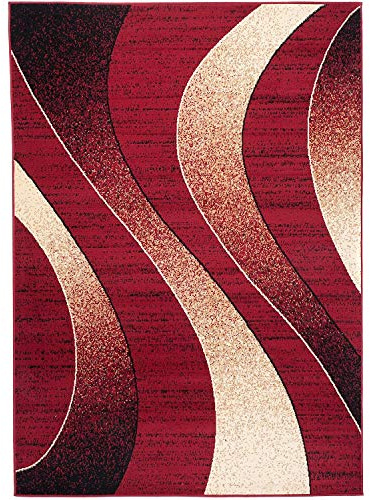 Carpeto Tappeto Soggiorno 80x150cm Rosso Geometrico Retrò Anni 90 Morbido | Tappeto per Camera da Letto Ufficio Sala da Pranzo Facile da Pulire Resistente Ai Detergenti Riscaldamento a Pavimento