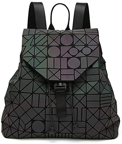 MARBER Femmes Sac À Dos Lumineux Géométrique Nightglowing Mode Coloré Rhombic Daypack Sac À Dos Sacs pour Femmes Filles Campus Voyage En Plein Air