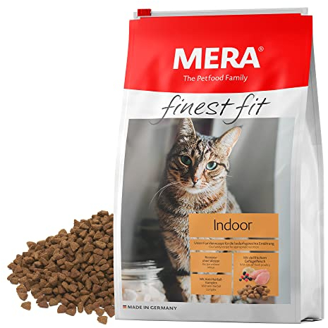 MERA Finest fit Indoor, Katzenfutter trocken für aktive Katzen, Trockenfutter aus frischem Geflügel und Reis, gesundes Futter für Hauskatzen, ohne Zucker (1,5 kg)