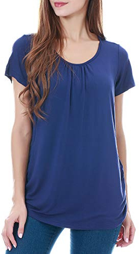 Smallshow de Lactancia Materna para Mujer Camiseta de Lactancia Materna Modelo de Manga Corta Navy Large
