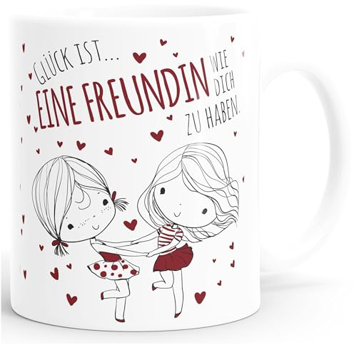 SpecialMe®,Tazza da caffè personalizzata, coppia di amori, con messaggio d'amore, Ceramica, Liebespaar Glück ist eine Freundin, colore: Bianco, Keramik-Tasse
