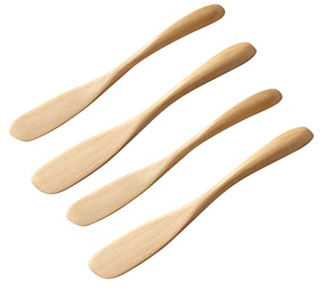 HEMOTON 4 Pièces Épandeur de Fromage en Bois Tartineur de Beurre Couteau à Beurre Couteaux de Cuisine Épandeur de Condiments pour Sandwichs Crème Gelée Confiture Dessert