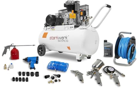 Starkwerk Druckluftkompressor Kompressor SW 575/10 3kW 400V 10Bar 100l Kessel Keilriemenantrieb Luftkompressor Compressor inklusive Druckminderer und Wasserabscheider