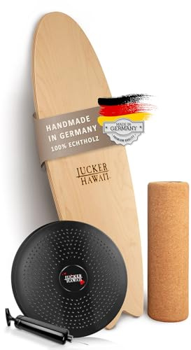 JUCKER HAWAII Balance Boards – Originale Balanceboards seit 2007 – Made in Germany aus 11 Schichten Birkenholz – Verschiedene Shapes & Designs – Für Kinder & Erwachsene – Zubehör wählbar