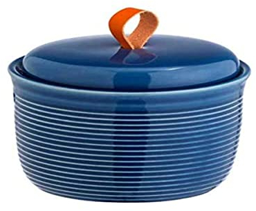 WENKO Universaldose Sada aus Keramik, hochwertige Aufbewahrungsdose mit strukturierter Oberfläche und Deckel, ordentliche Aufbewahrung von Schmuck, Haagummis und Wattepads, Ø 8 x 10 cm, Marineblau