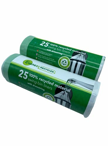 Evaness Sacchi della spazzatura in materiale riciclato al 100% con coulisse, 50 l, 60 l, 50 sacchetti