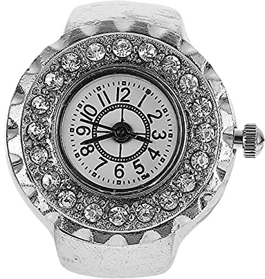 PartyKindom Elektronische Damen-ringuhr mit Diamant-Design Zinklegierungsmaterial Modisches und Elegantes Fingerschmuckstück für Alltag