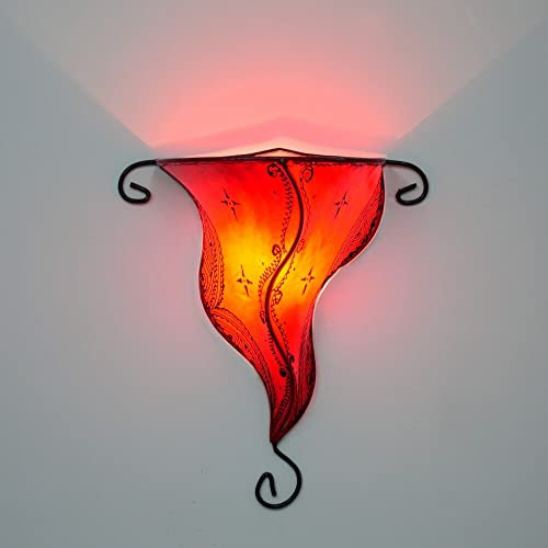 Generisch 260261 Applique murale orientale d'intérieur en cuir Orange 35 cm Lampe au henné Lampe Maroc Applique murale vintage Armature en fer Abat-jour en cuir Orient Lampe en cuir fait main