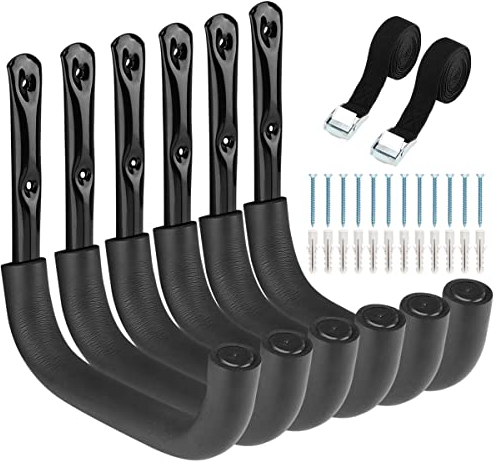 Robuste Garagen-Aufbewahrungshaken, Leiter-Haken, 25,4 cm, Wandhalterung, Aufbewahrung, Garagenaufhänger für Fahrräder, Gartengeräte, Stuhl, Schlauch, 6 Stück