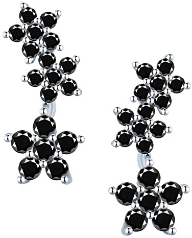MICGIGI Damen 925 Sterling Silber Ohrstecker Pflaumen Muster Zirkonia Ohrringe