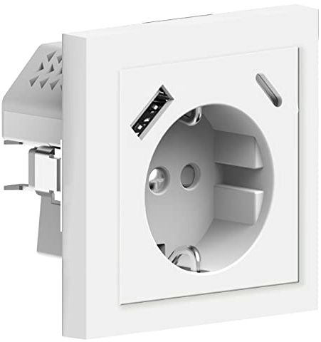 Steckdose Unterputz mit Ladegerät USB C und USB-A 3.4A Max. weiss Einbautiefe 32mm Steckdosen Kindersicherung