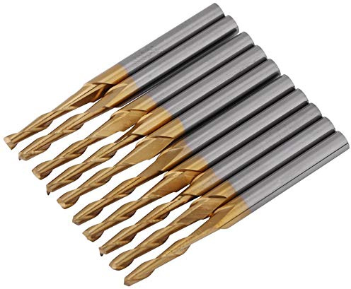 10pcs Schaftfräser Schaftfräser Langer Schaftfräser 2mm Fräser Flöte Fräser Titan Beschichtet Gravur Fräser Schneidwerkzeug Set Zum Gravieren 3,175 Mm Schaft