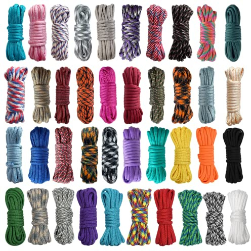 40 Colors 10 Feet Paracord Cord Multifunction Paracord Ropes 550lb Survival Paracord Random Combo Crafting Kit, for Making Lanyard, Bracelet, Dog Collar, Idea for Gift