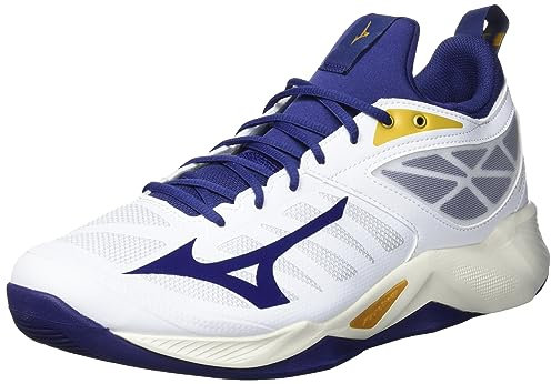Mizuno Unisex Wave Dimension Volleyball, Weiß/BlueRibbon/MP Gold, 42 EU, White Blueribbon MP Gold, 43 EU