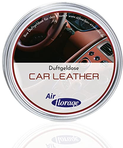 Florage – Lufterfrischer NEW CAR/LEDER 50 Jahre Erfahrung als deutsche Duftmanufaktur, Festgel Duftdose, Duftbaum alternative bis zu 12 Wochen anhaltender Duft, Innenraum Autoduft, Wohnung