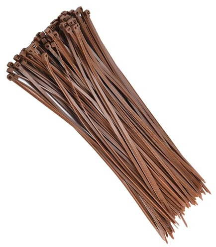 Bolt Dropper Zip Ties - 12-Inch Brown Heavy Duty Cable Ties - Self-Locking Nylon Wire Ties - Weather-Resistant Zip Tie for Organizing and Securing Cables or Various Items - Pack of 100