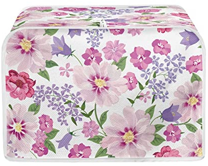 TOADDMOS Pink Floral Print Toaster Covers 4 Slice Wide Slot Decorative,Small Kitchen Appliance Bread Maker Dust and Fingerprint Protection