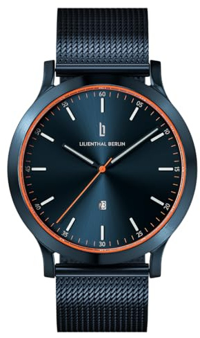 Lilienthal Berlin Herrenuhr Huxley in Dunkeblau – Armbanduhr am Mesharmband – aus 316L Chirurgenstahl mit einem Quarzuhrwerk & saphirgehärtetem Mineralglas – 40 mm