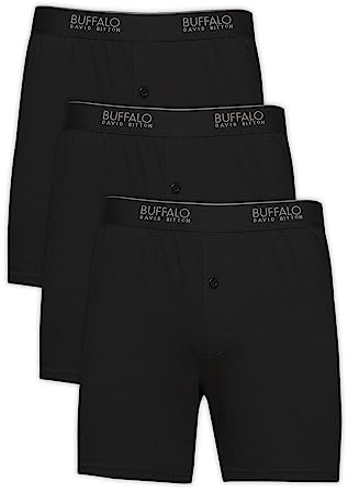 Felina Buffalo Mens Boxers 3-Pack, Cotton Modal Boxer Short, BLK L
