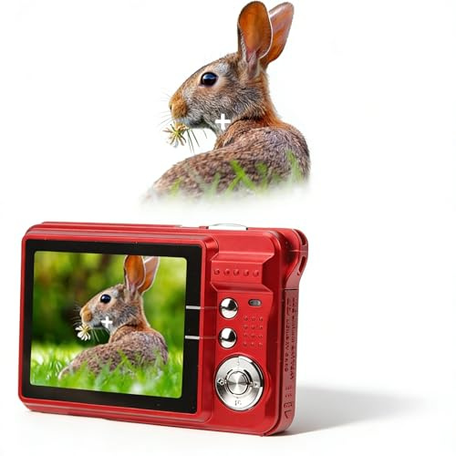 Appareil Photo Numérique 4K, 48MP 2,7 Pouces LCD Portable Point and Shoot Appareil Photo Numérique avec Anti Shake, Zoom 8X pour Photographie et Vidéo et Youtube Vlogging Rouge