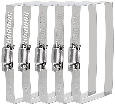 QUARKZMAN Abrazaderas para Manguera Rectangular, 4 X 2 Acero Inoxidable 304, para Conductos Cuadrados Tubería, Asegurando Manguera, Cable Y Aplicaciones Proyectos Puentes, Paquete de 5